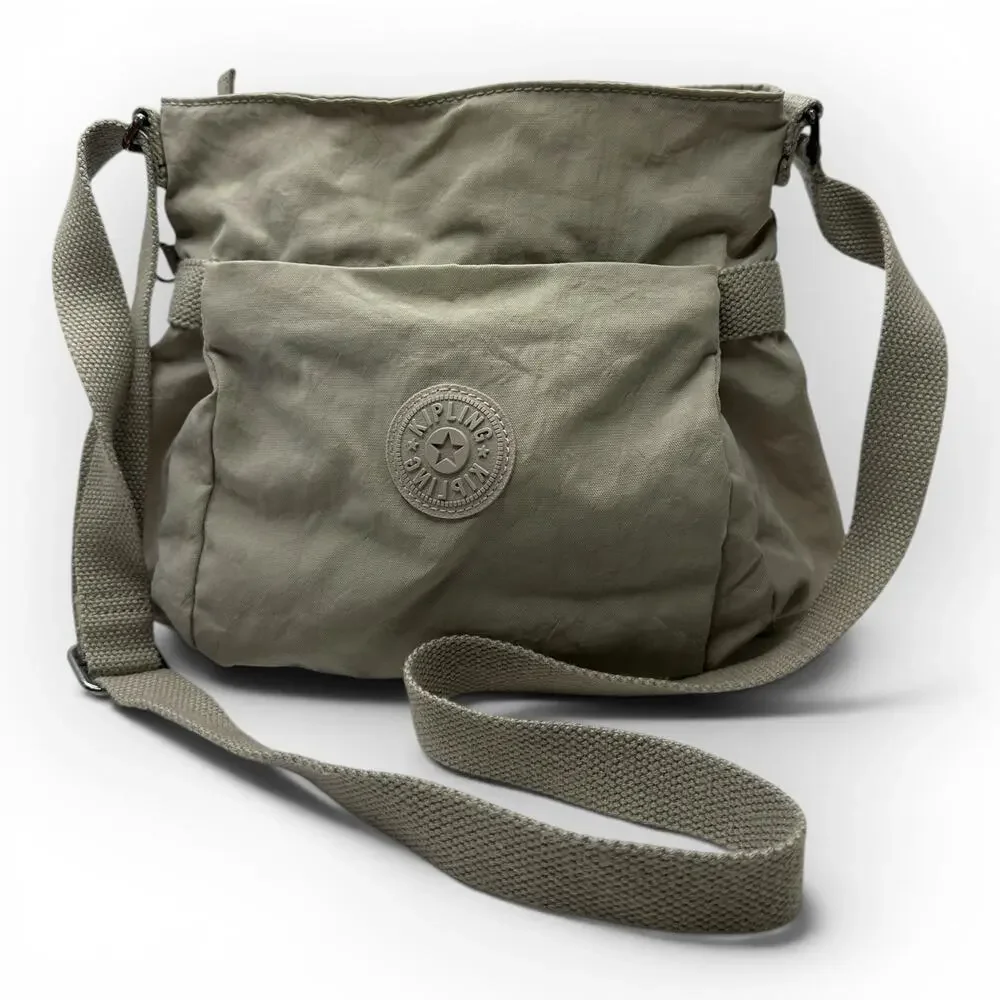 Kipling Addison Small Crossbody Bag Grey/Sage Nylon Adjustable Strap Neutral